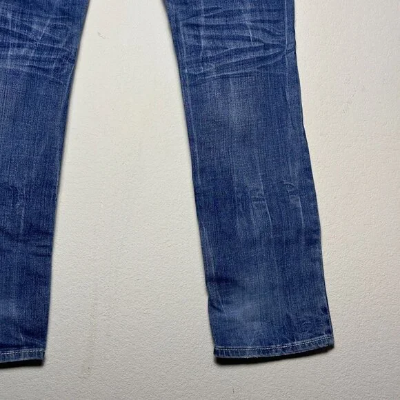 Y2K Amethyst Denim Jean Pant Women 11 Low Rise Slim Straight Fit Punk Distressed - Picture 13 of 15